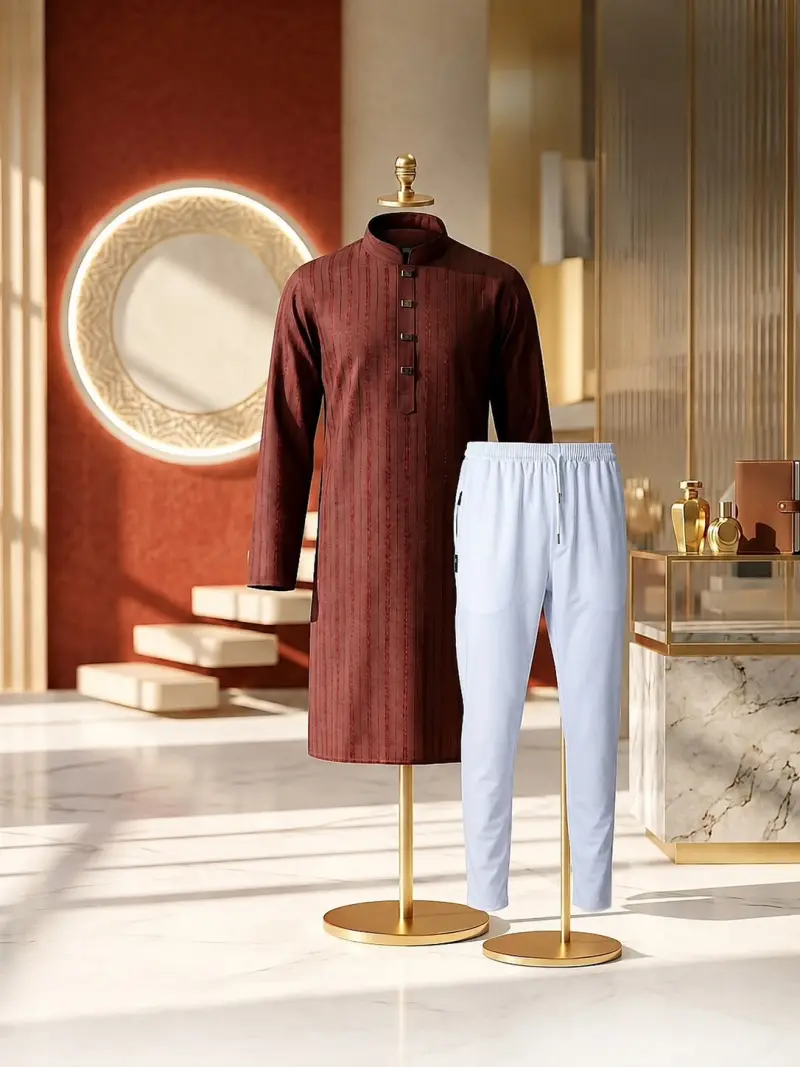 Pakistani Luxury Cotton Panjabi (কলিজা মেরুন) 403.