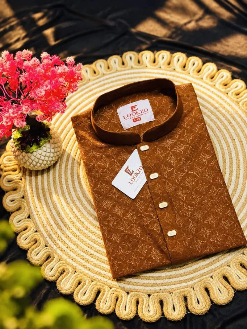Premium Plain Jafran Fabric Panjabi - COD 302