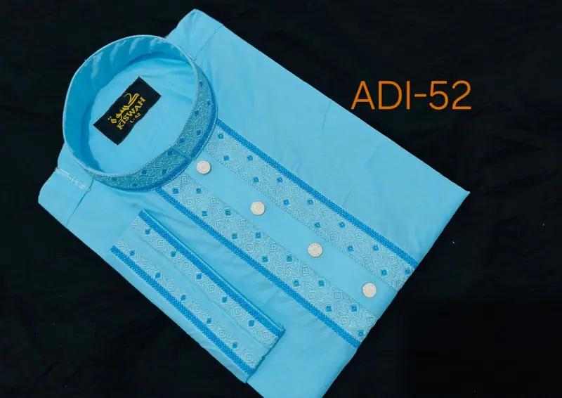 Premium White Embroidered Dhuti Panjabi Product Code: 53