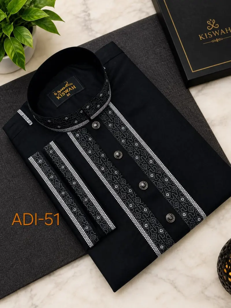 Premium White Embroidered Dhuti Panjabi Product Code: 51