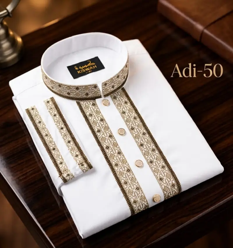 Premium White Embroidered Dhuti Panjabi Product Code: 50